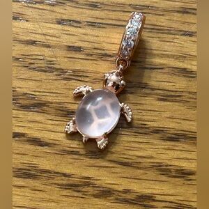 Pandora Mural Glass Pink Sea Turtle Dangle Charm 14k Rose Gold Plating